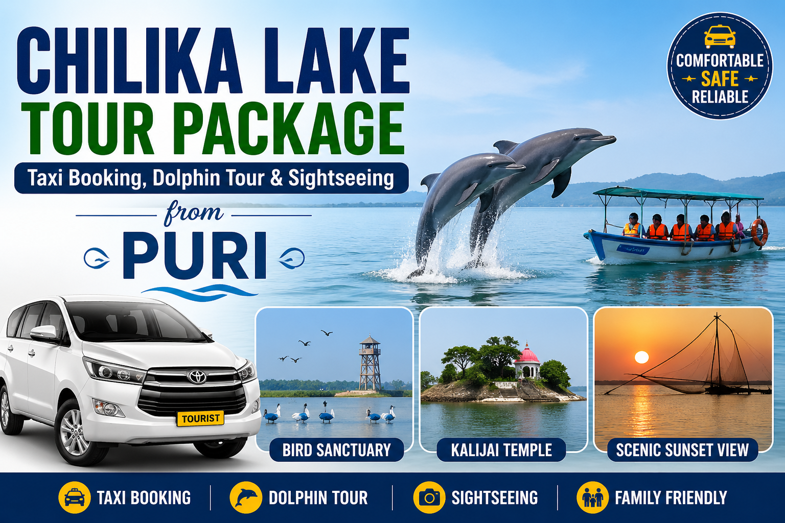 Chilika Lake Tour Package – Taxi Booking, Dolphin Tour & Sightseeing from Puri