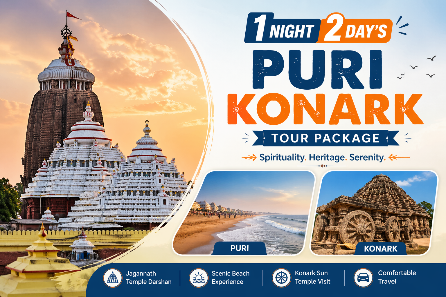 1N/2D Puri Konark Tour Package | Jagannath Temple & Konark Sun Temple Odisha