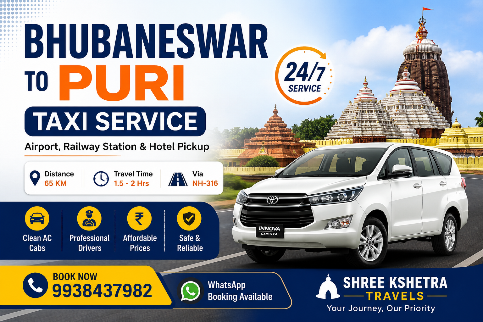Bhubaneswar to Puri Taxi | Airport Transfer & One Way Cab | Shree Kshetra Travels