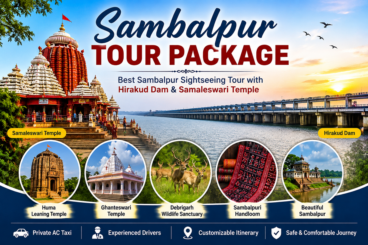 Sambalpur Tour Package | Hirakud Dam, Samaleswari Temple & Sightseeing Taxi