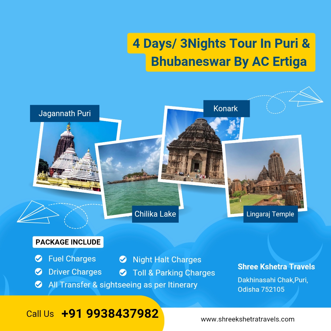 Puri, Chilika, Konark & Bhubaneswar Sightseeing Round Trip