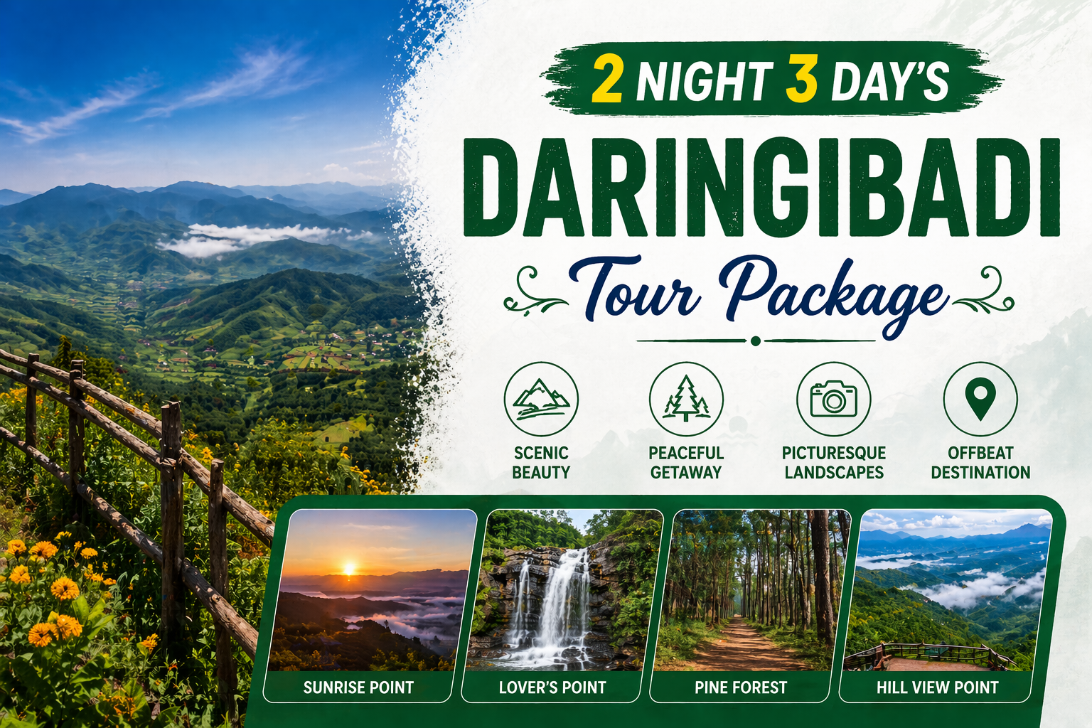 2N 3D Daringbadi Tour Package