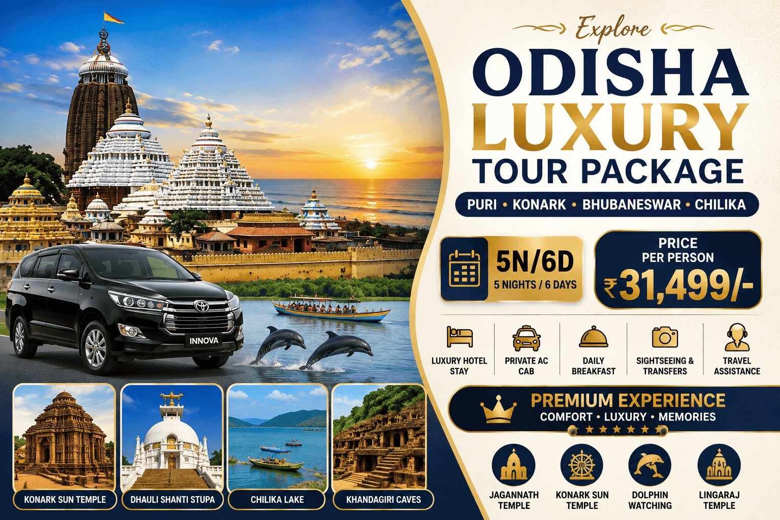 Odisha Luxury Tour Package | Puri, Konark, Bhubaneswar & Chilika